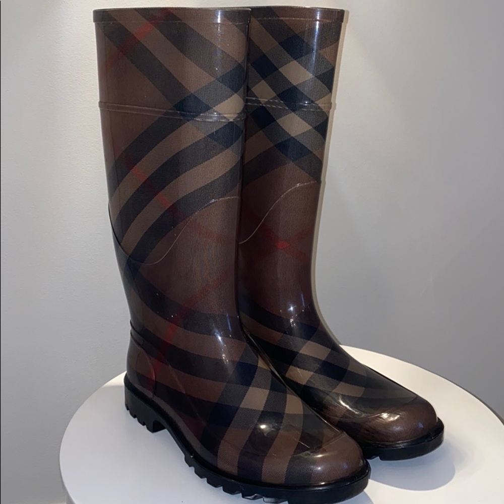 Burberry Parkfield Smoked Check Pattern Rain Boot